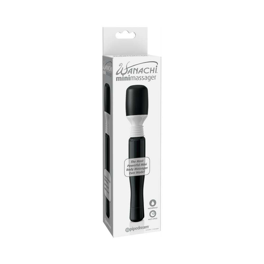 Mini Wanachi Waterproof Massager Flexible Silicone Wand Vibrator Black