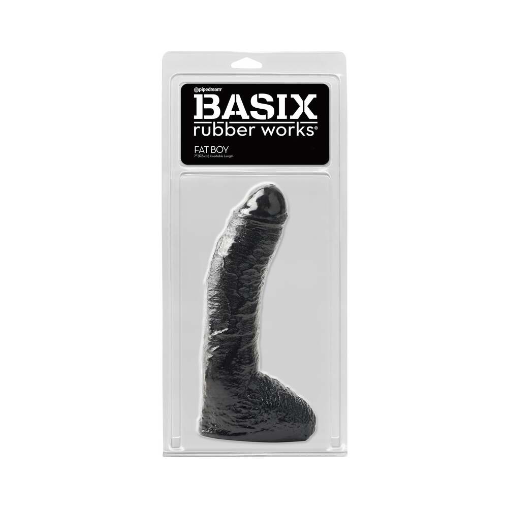 Basix Rubber Works Fat Boy 10 inches Dildo With Balls Black