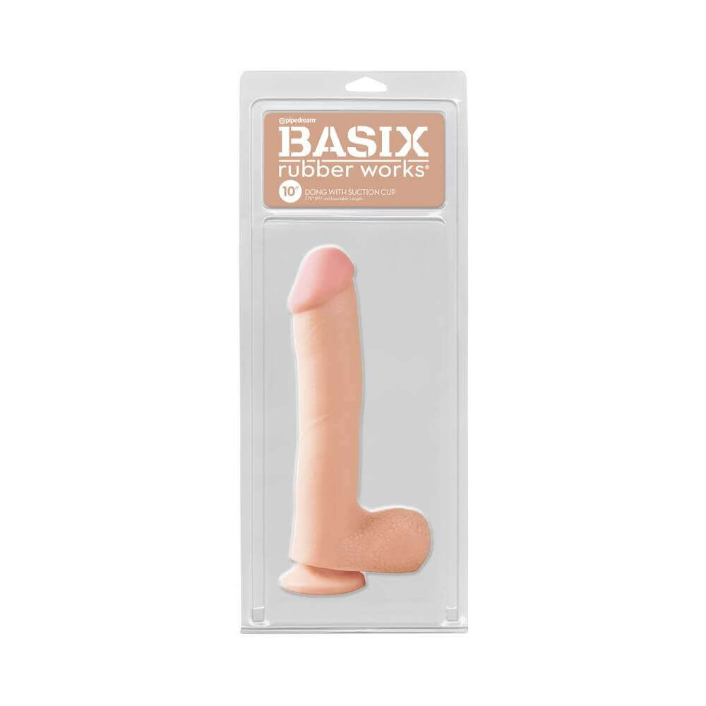 Basix Rubber Works 10 inches Dong With Balls & Suction Cup Beige