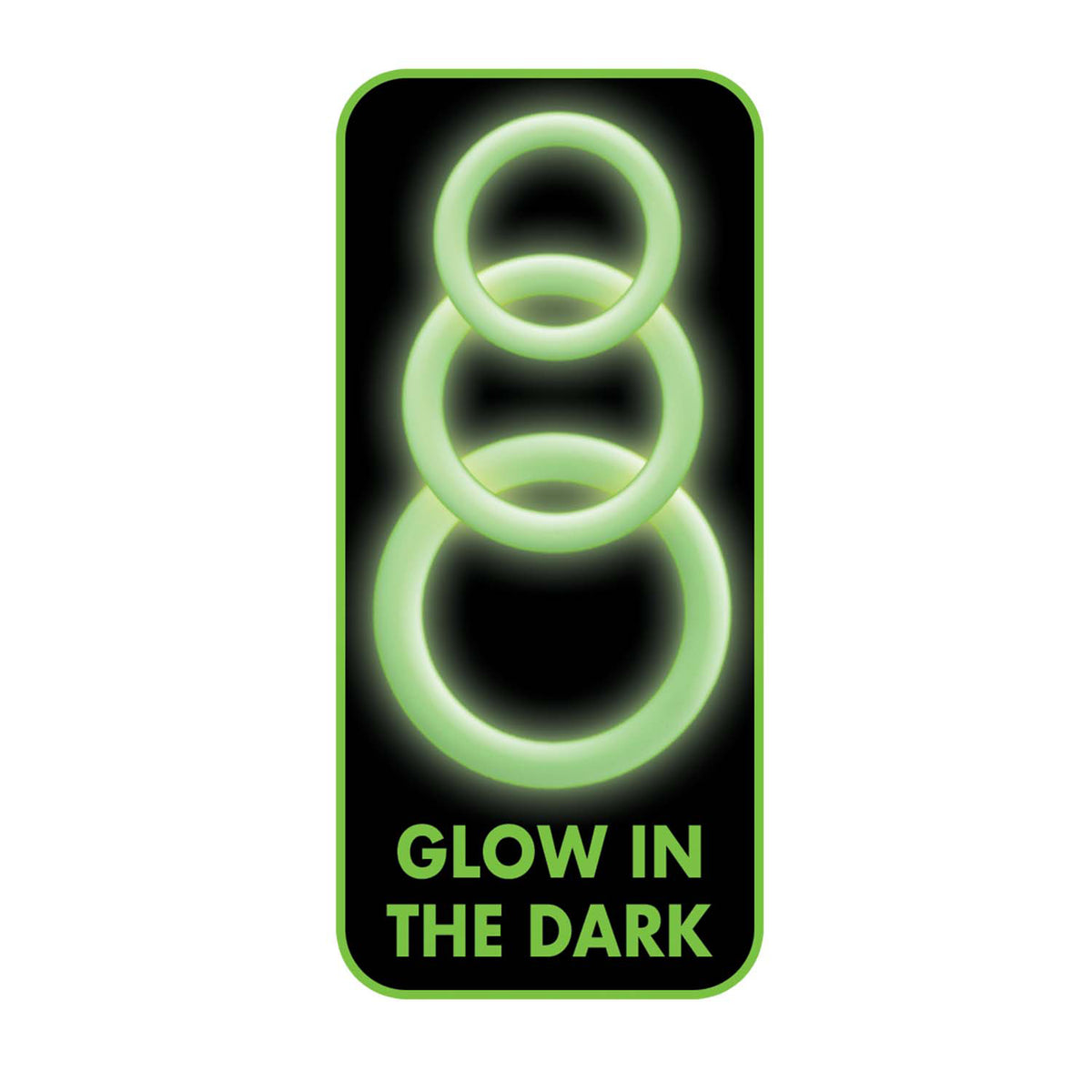Enhancer Green Glow Silicone Cock Ring Set featuring three glow-in-the-dark rings for enhanced bedroom fun.
