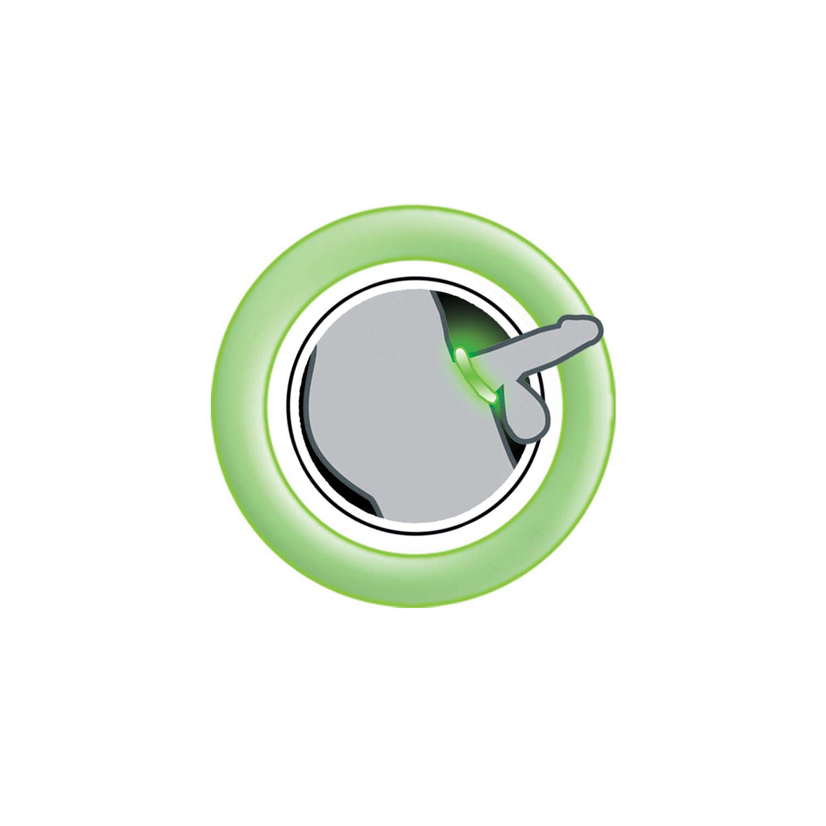 Enhancer Green Glow Silicone Cock Ring Set depicting a green glow silicone ring with an inner design for support.