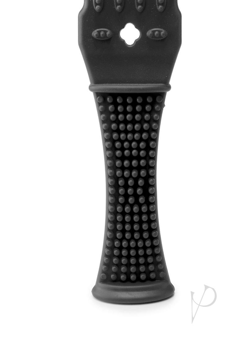 Fetish Fantasy Series Rubber Paddle 10.5 inch Black with textured grip for enhanced control and impact during use.