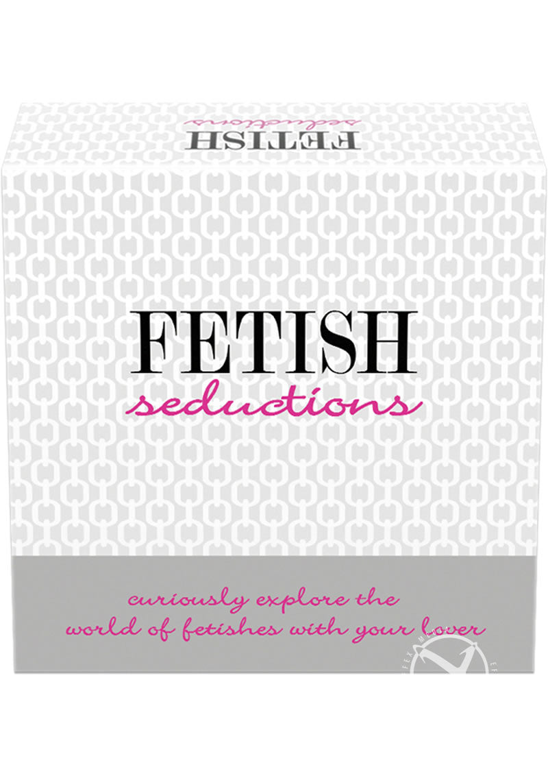 Fetish Seductions Fetish Card Game Kit for Couples box displaying title and tag line for exploring kinks.