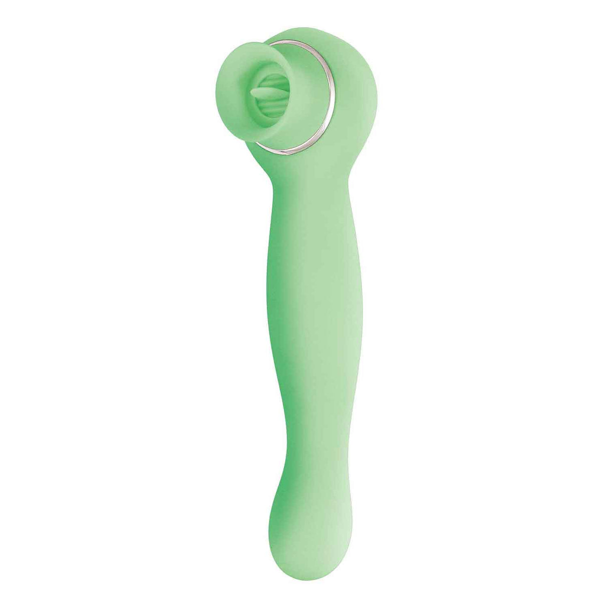 Nasstoys Blaze Lucious Licker Vibe Mint in mint green silicone with dual motors for targeted stimulation.