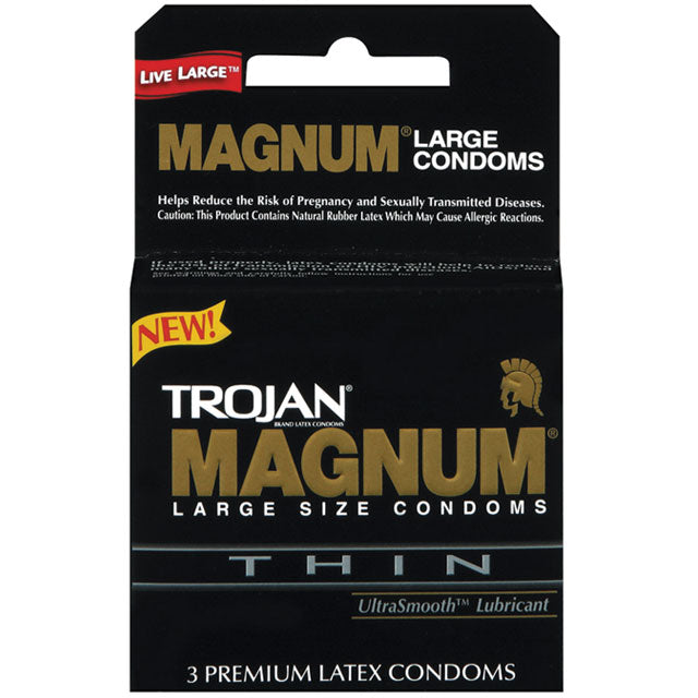 Trojan Magnum Thin Large Size Condoms with Ultra Smooth Lubricant 3-Pack
