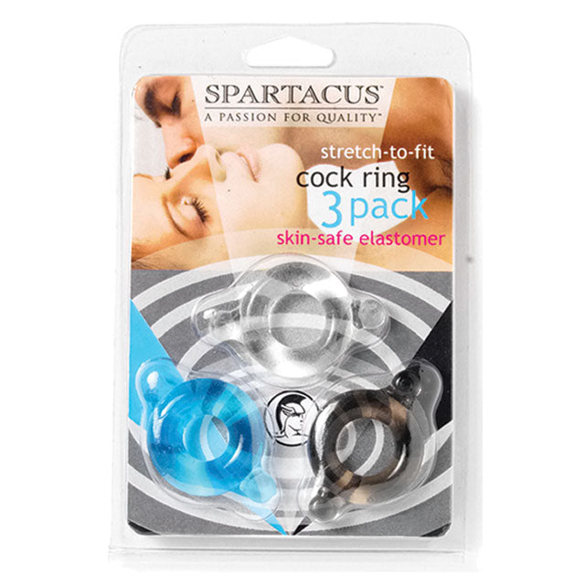 Spartacus Elastomer Cock Ring (Blk,Blu,Clr/3)