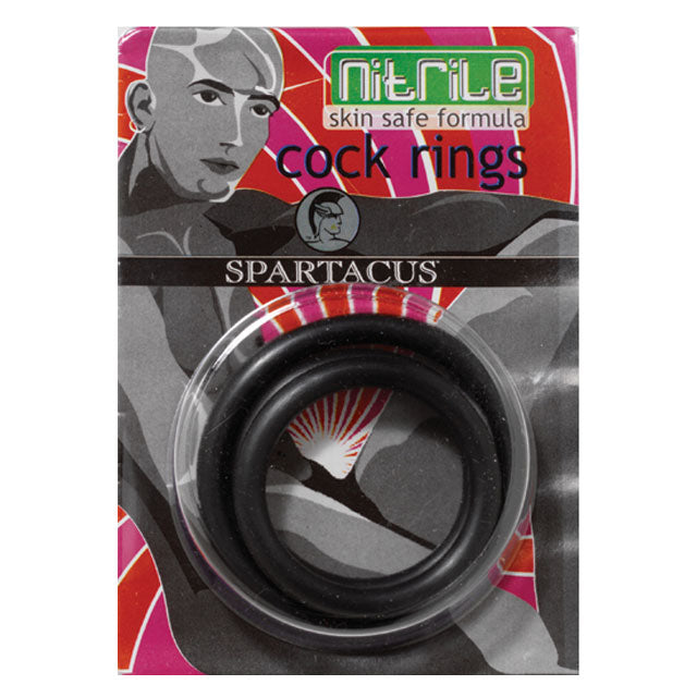 Spartacus Nitrile Cock Ring Set (Black/3)