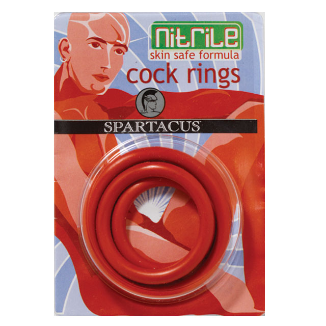 Spartacus Nitrile Cock Ring Set (Red/3)