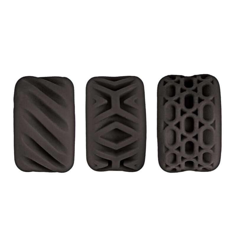 Super Stretchy Stroker Rings Black set of three textured silicone rings for pleasure collection.