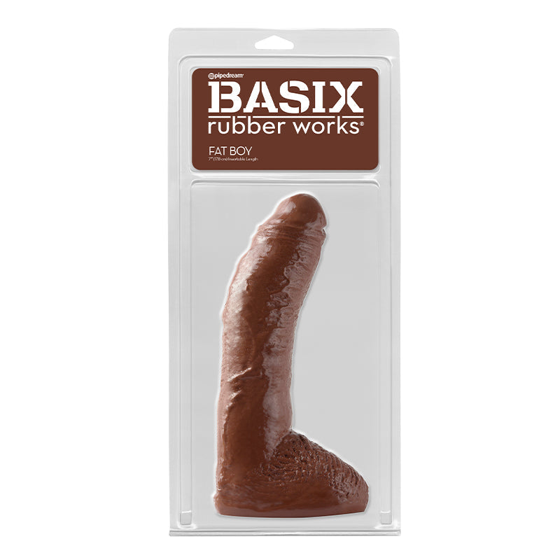 Basix Rubber Works Fat Boy 10 inches Dildo With Balls Brown