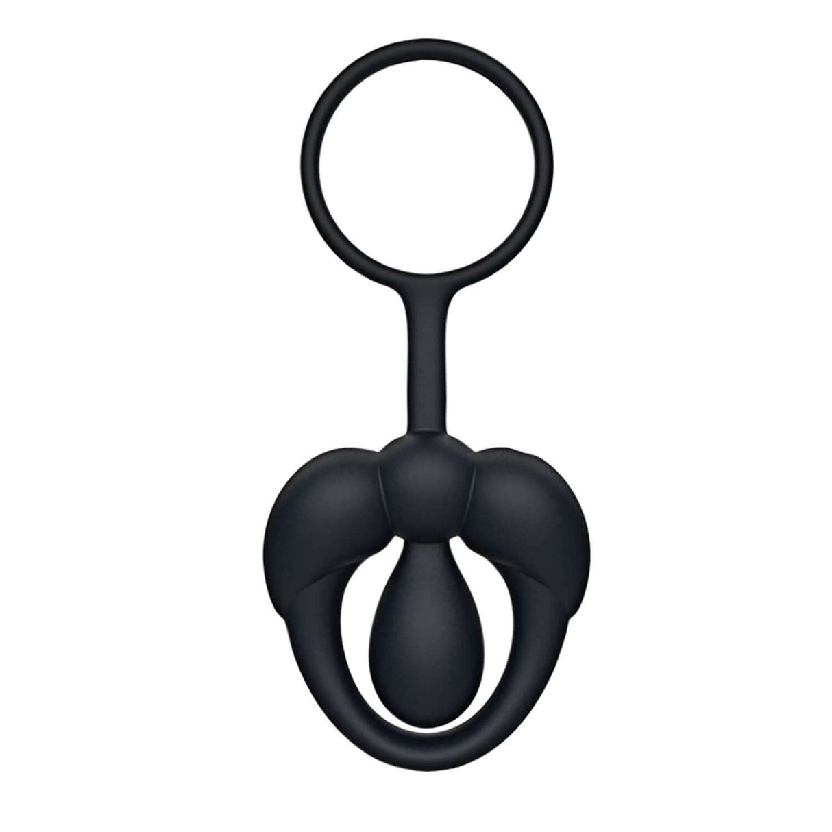 Silicone Tingle Cock & Scrotum Ring Black featuring a flexible design and vibrating functions for enhanced pleasure.