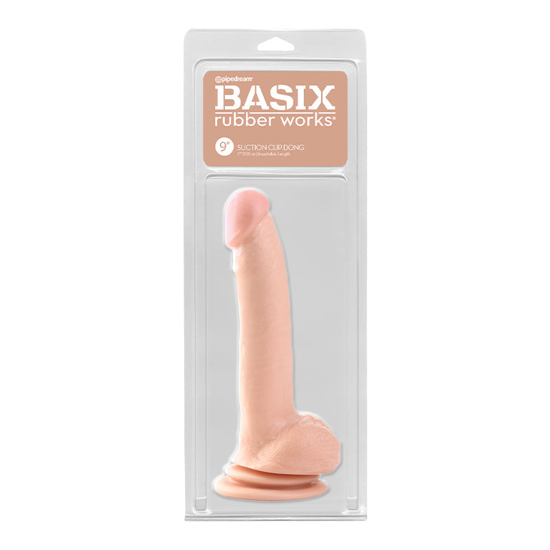 Basix Rubber Works 9 inches Suction Cup Dong With Balls Beige