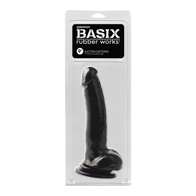Basix Rubber Works 9 in. Suction Cup Dong With Balls Black