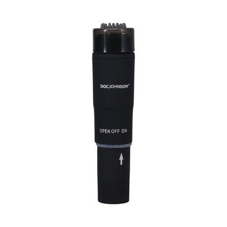 Black Magic Pocket Rocket Massager by Doc Johnson, sleek mini massager with velvet-touch finish and power settings.