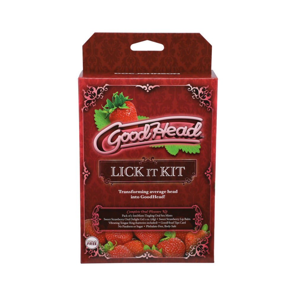 GoodHead Kit For Her Strawberry package showcasing the Lick It Kit for enhanced oral play.