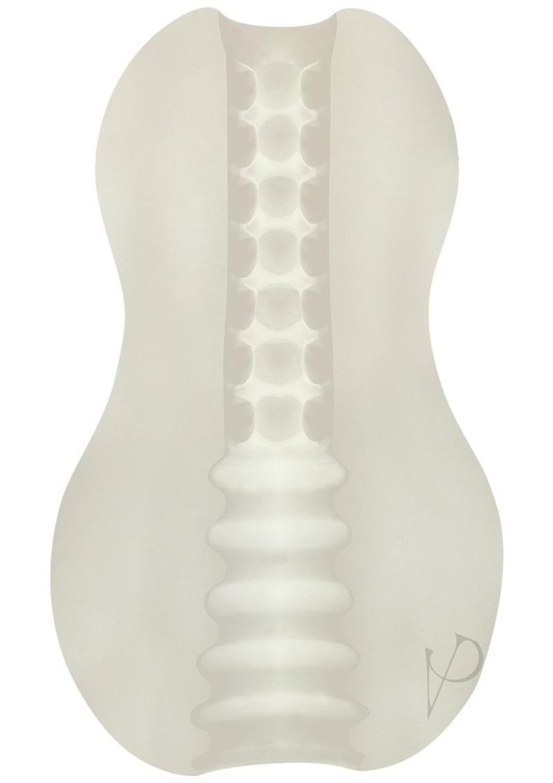 Mood Exciter Ultraskyn Masturbator Frost dual-entry stroker with varied textures for enhanced pleasure.