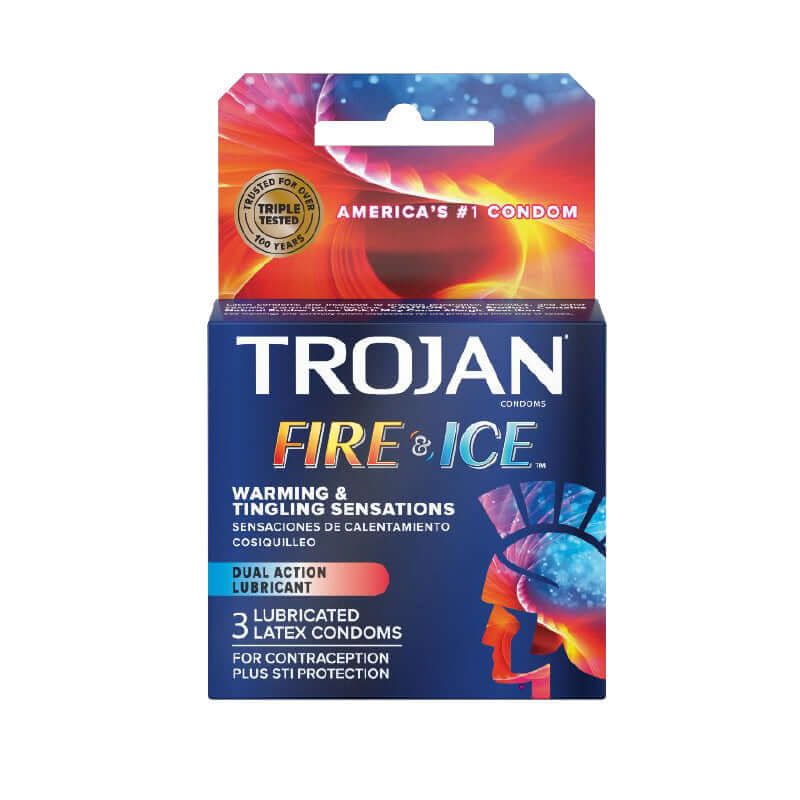 Trojan Fire & Ice Lubricated Latex Condoms 3 Pack
