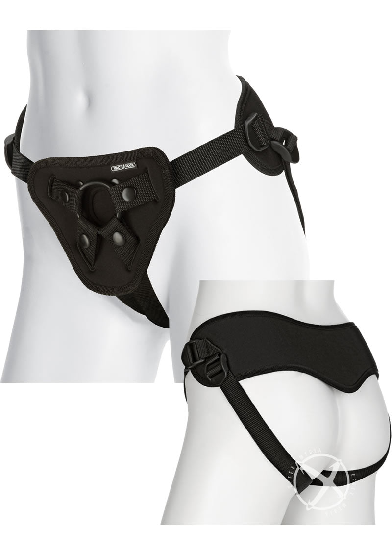Vac-U-Lock Platinum Supreme Harness Black showing adjustable straps for comfort and secure fit.