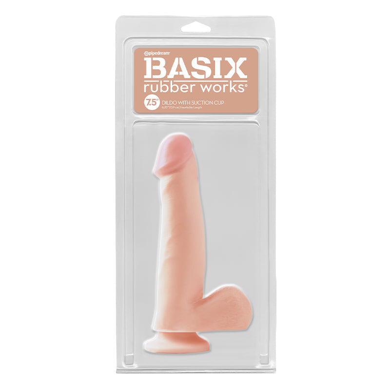 Basix Rubber Works 7.5 inches Dildo With Balls & Suction Cup Beige