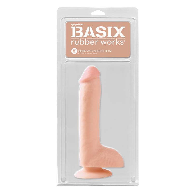 Basix Rubber Works 8 inches Dong With Balls & Suction Cup Beige