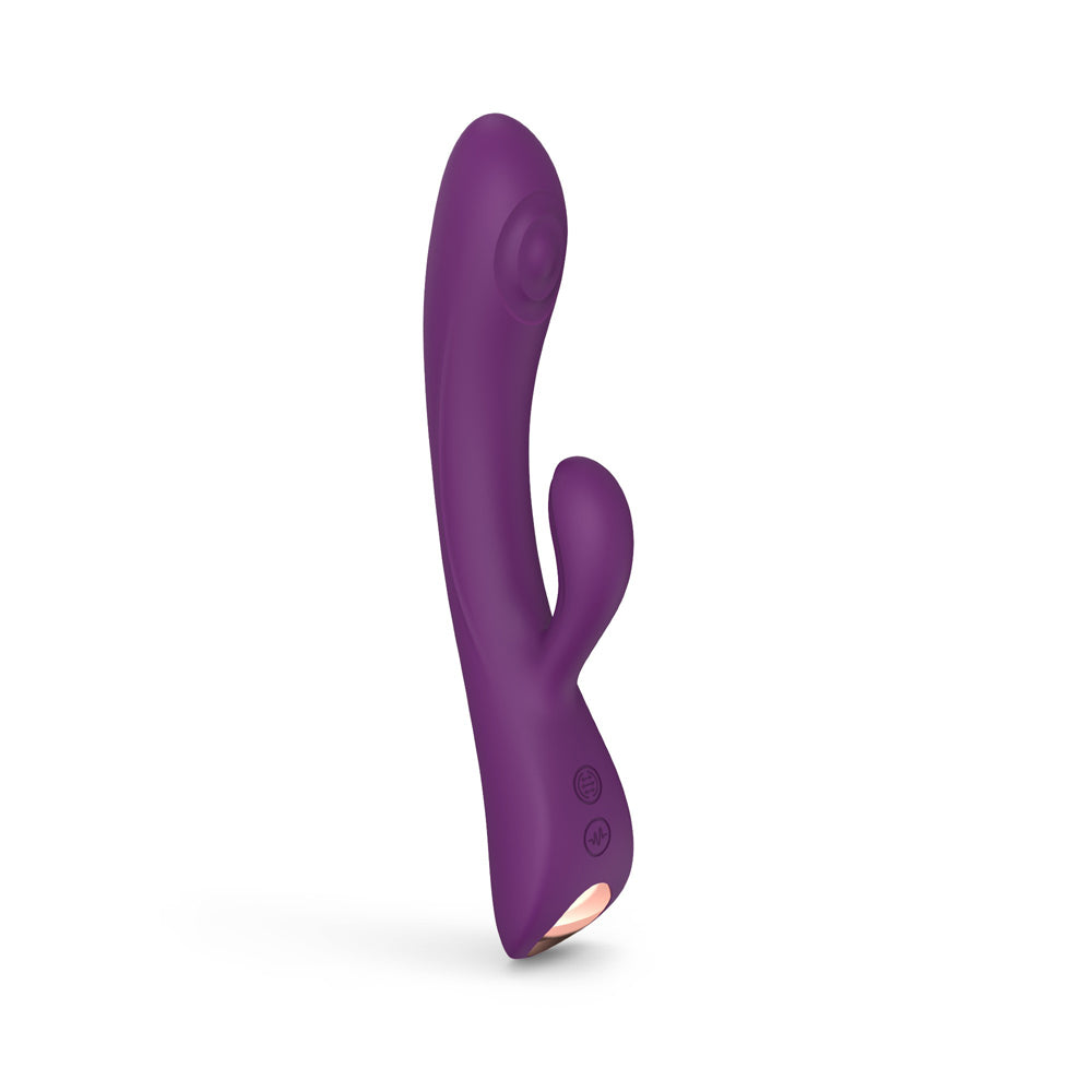 Love To Love Bunny & Clyde Purple Rain Rabbit Vibrator in elegant purple design with dual motors for stimulating pleasure.