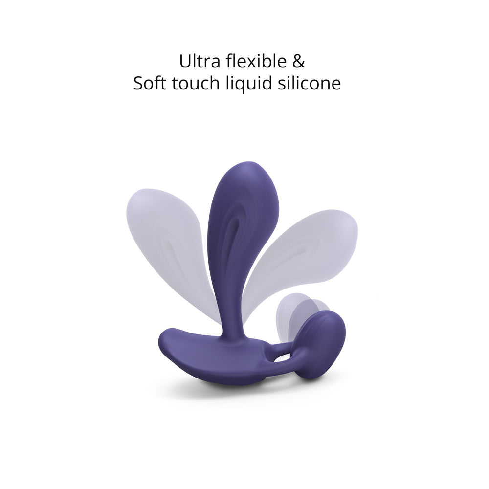 Love To Love Witty Prostate Vibrator Midnight Indigo showcasing ultra flexible design and soft touch liquid silicone.