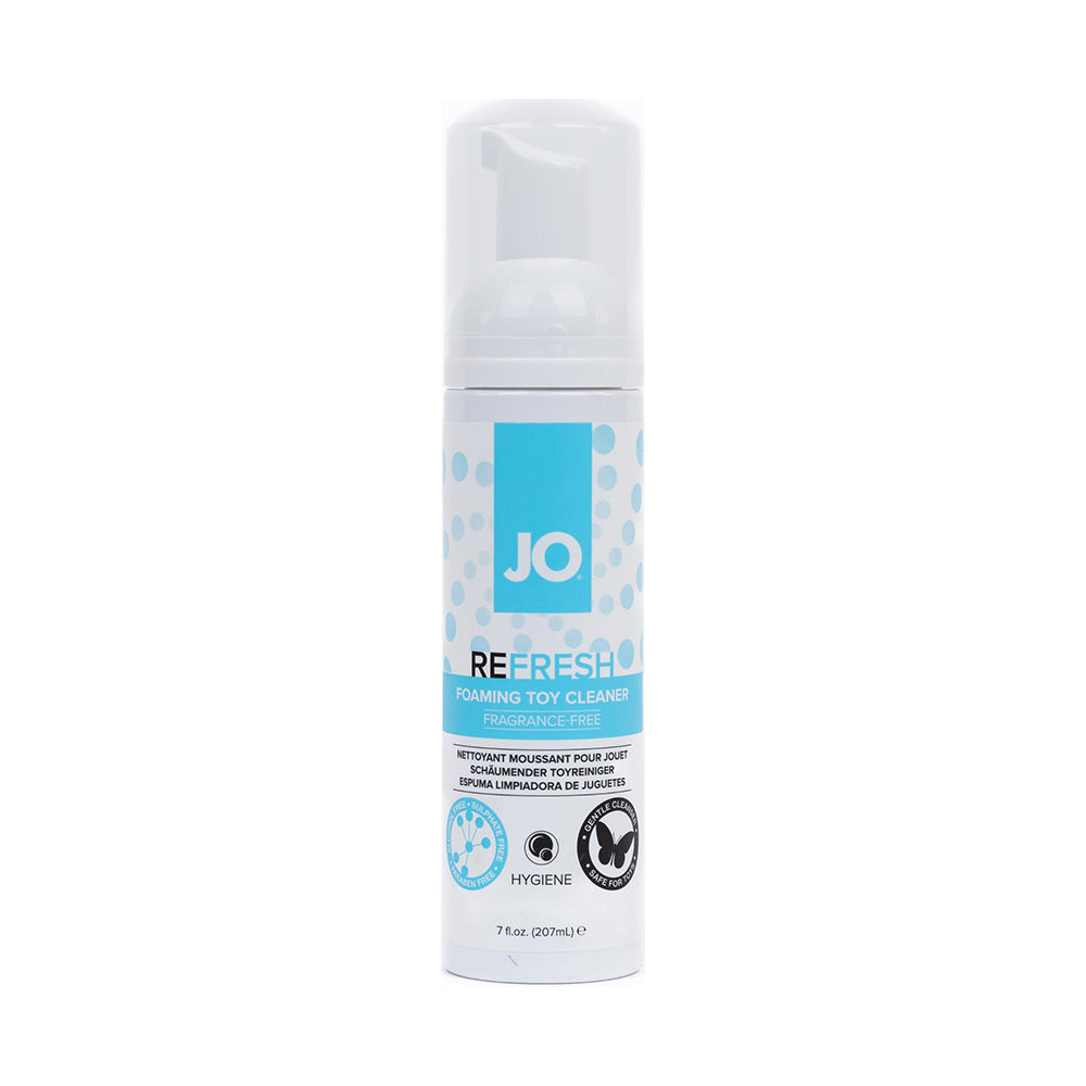 JO Refresh Foaming Toy Cleaner 7 Oz bottle for safe and effective toy cleaning, fragrance-free formula, 7 oz