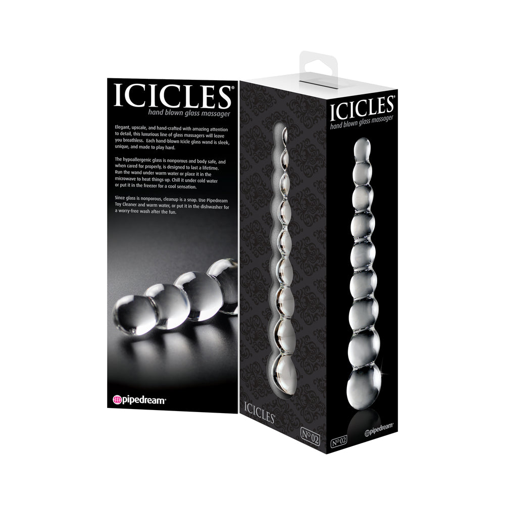 Icicles No. 2 Beaded 8.5 inches Glass Dildo Clear