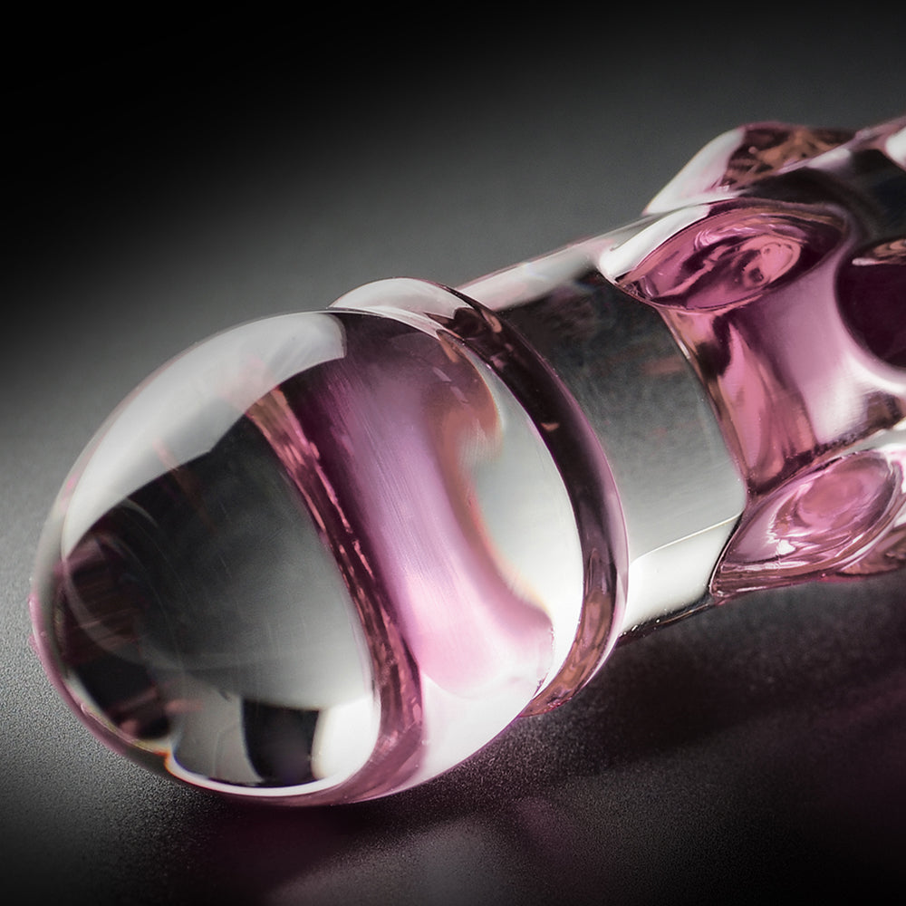 Icicles No. 6 Textured 8.5 inches Glass Dildo Pink/Clear