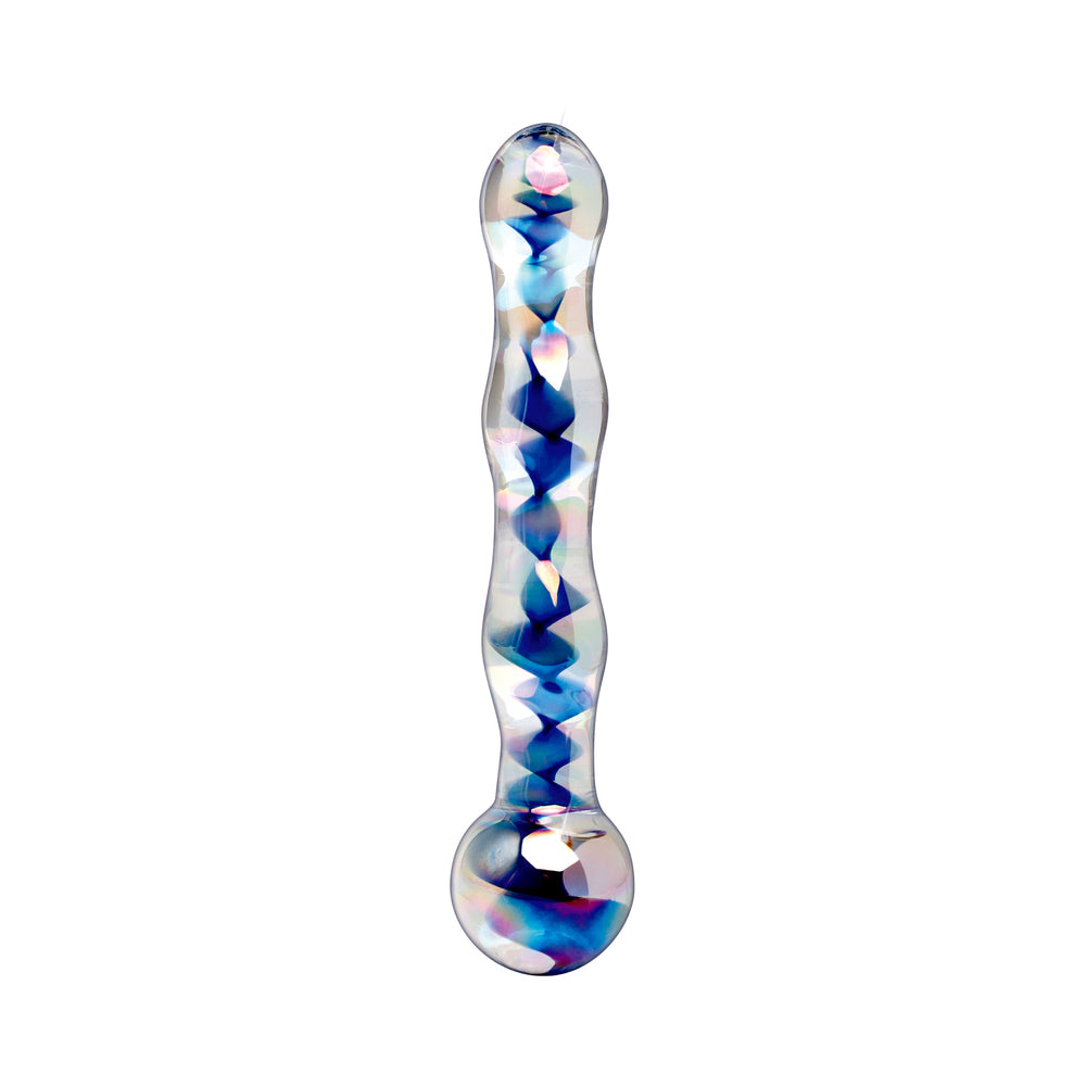 Icicles No. 8 Wavy 7 inches Glass Dildo Blue/Clear