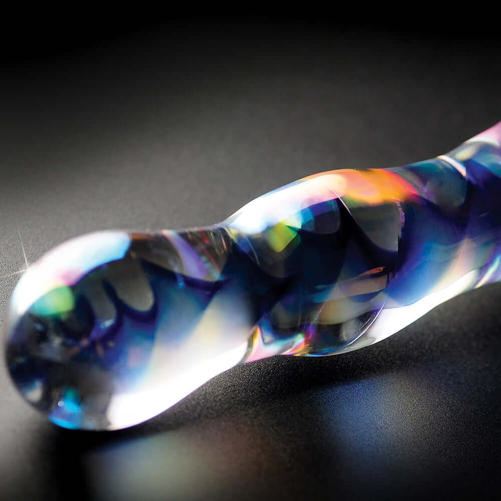 Icicles No. 8 Wavy 7 inches Glass Dildo Blue/Clear