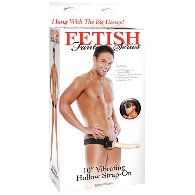 Fetish Fantasy Series Vibrating 10 inches Hollow Strap-On Beige