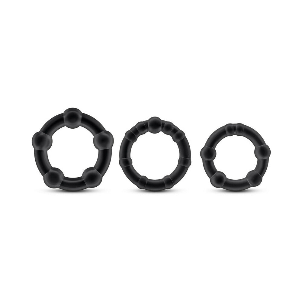 Blush Stay Hard Beaded Cockrings 3-Piece Set Black