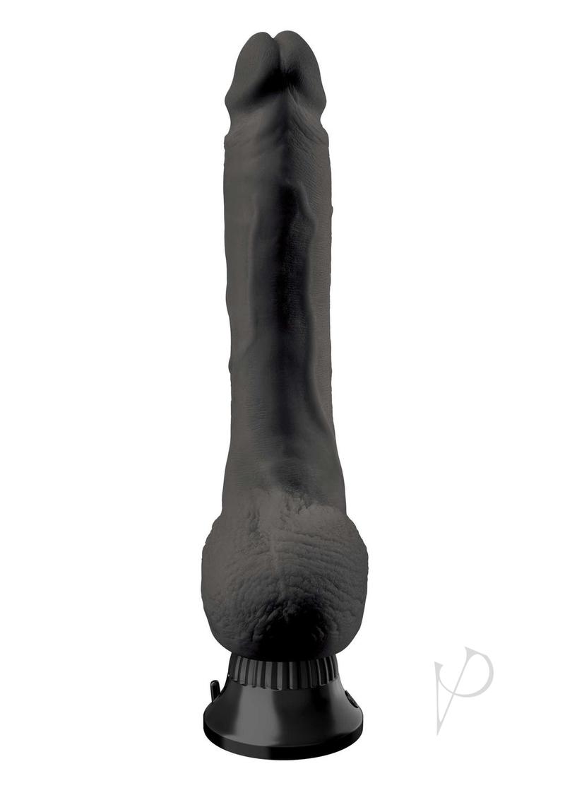 Real Feel Deluxe No 7 Wallbanger Vibrating Dildo Black with lifelike texture and powerful suction base.
