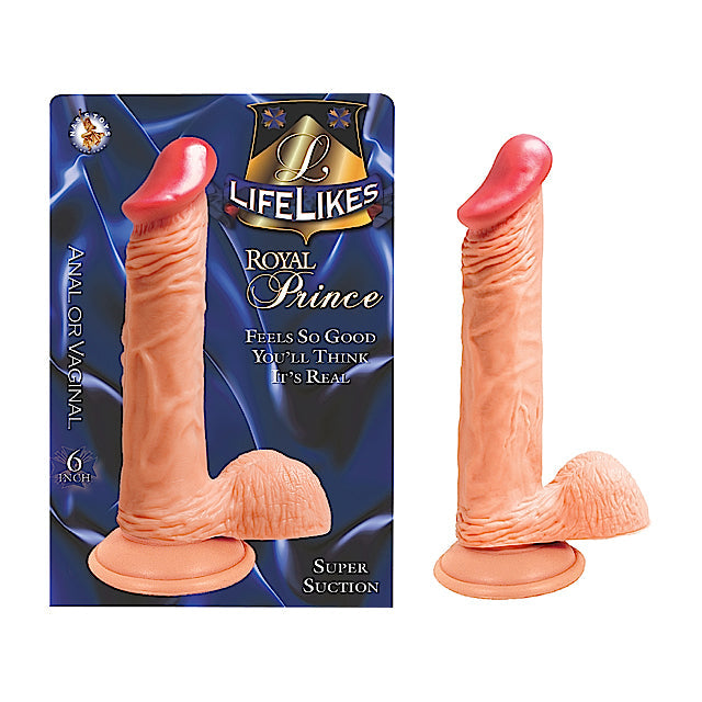 Lifelikes Royal Prince Dong With Balls & Suction Base 6 inch (White)