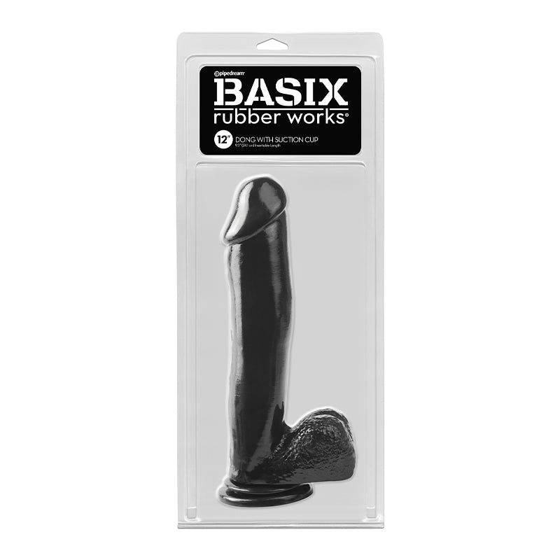 Basix Rubber Works 12 inches Dong With Balls & Suction Cup Black