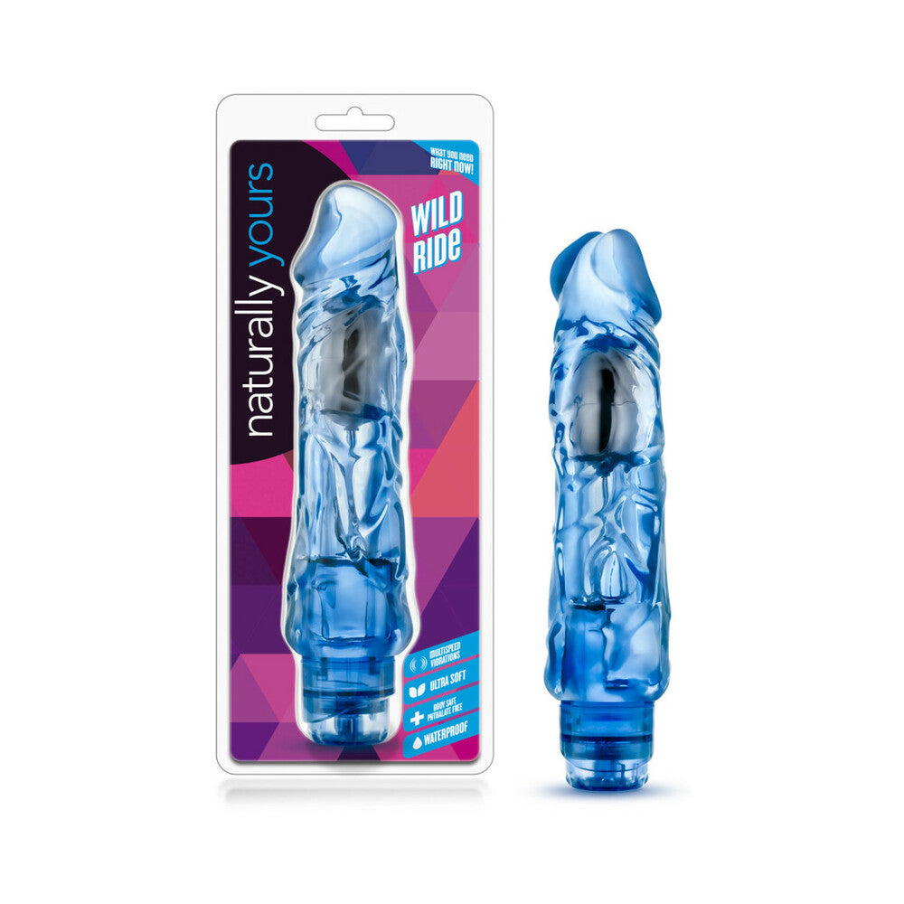 Naturally Yours Wild Ride Realistic 9 inches Vibrating Dildo Blue