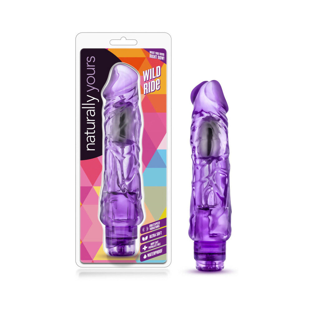 Naturally Yours Wild Ride Realistic 9 inches Vibrating Dildo Purple