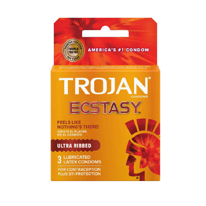 Trojan Ultra Ribbed Ecstasy Condoms 3 Pack