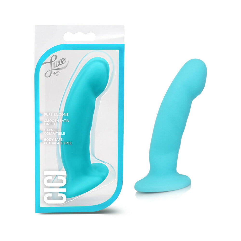 Luxe Cici 6.5 inches Curved Silicone Dildo Blue
