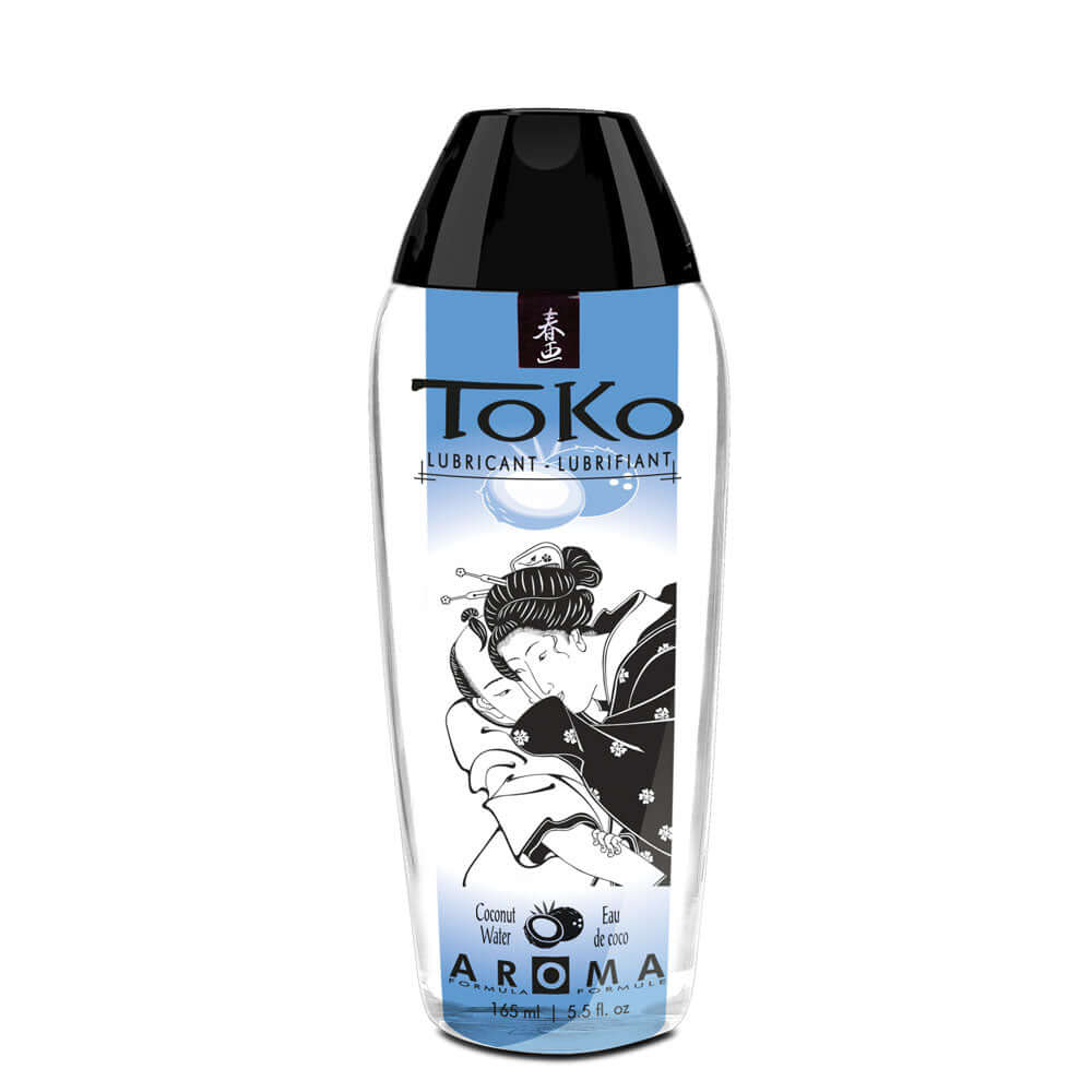 Shunga Toko Aroma Personal Lubricant Coconut Water 5.5 Oz bottle with a sleek design and coconut water branding.