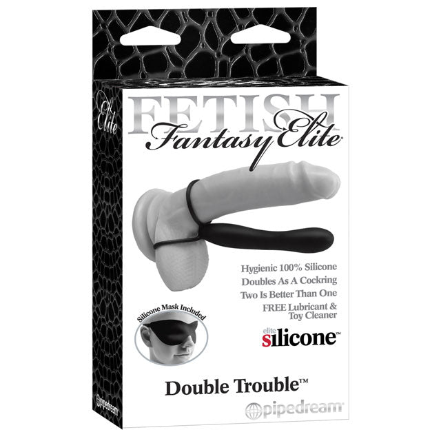 Fetish Fantasy Elite Double Trouble 6 inches Silicone Dual-Entry Strap-On Dildo Black