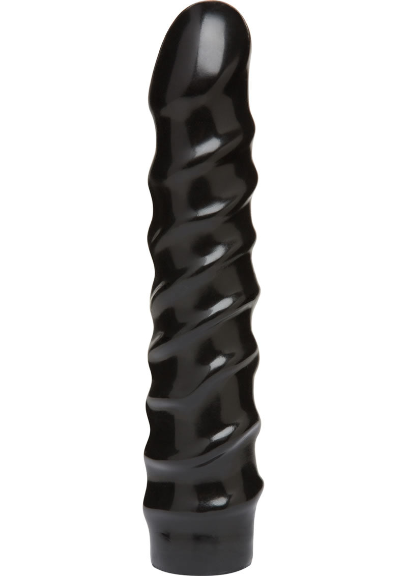 Vac-U-Lock CodeBlack Raging Hard-Ons Dildo 8 Inch Black with a unique spiral shaft for enhanced stimulation.