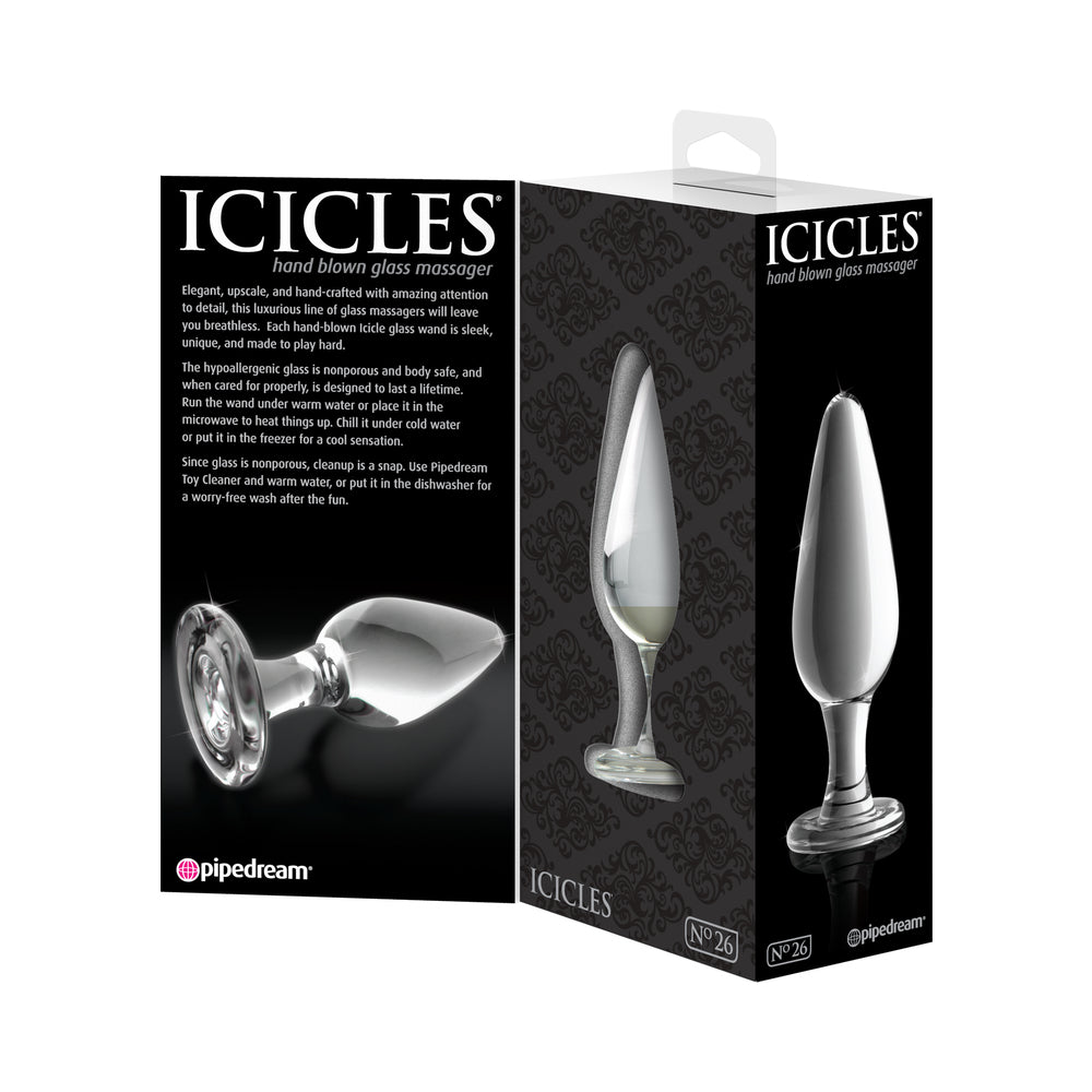 Icicles No. 26 Glass Anal Plug 4.5 inches Clear