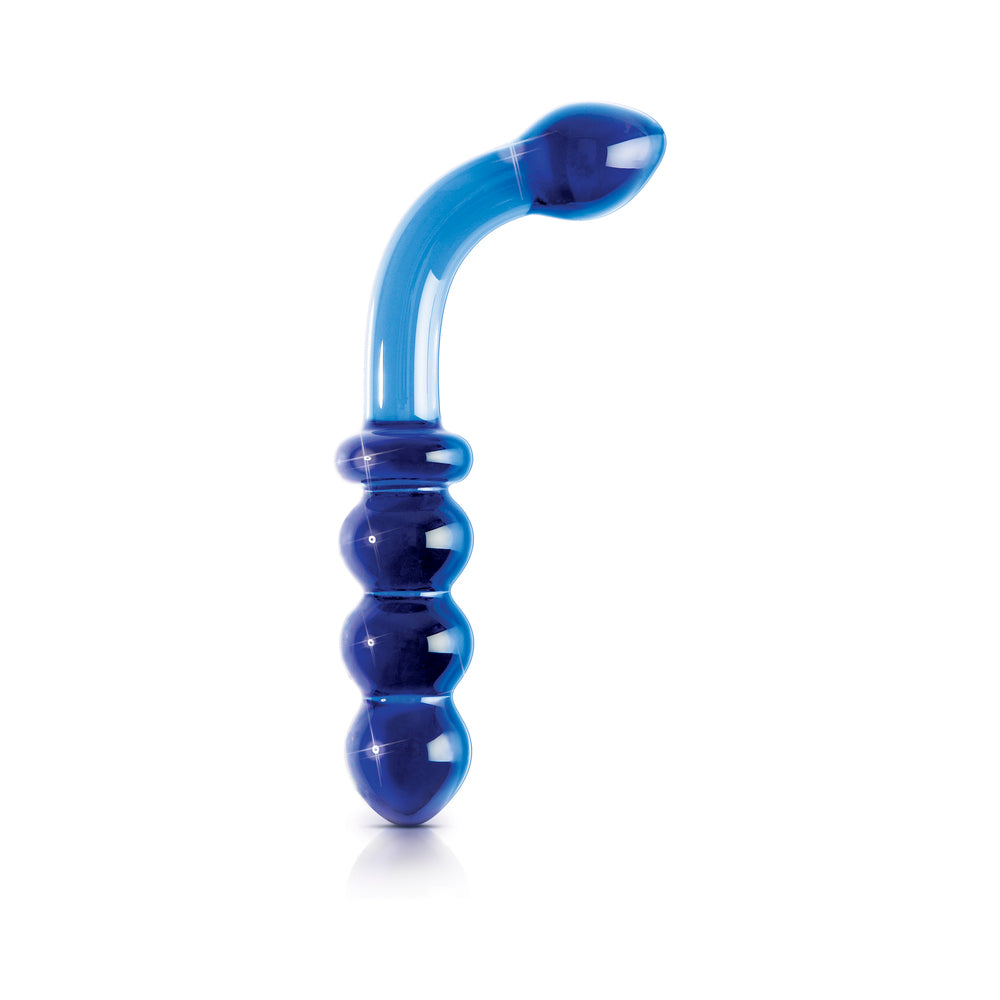 Icicles No. 31 Curved Beaded 7.25 inches Dual-Ended Glass Dildo Blue