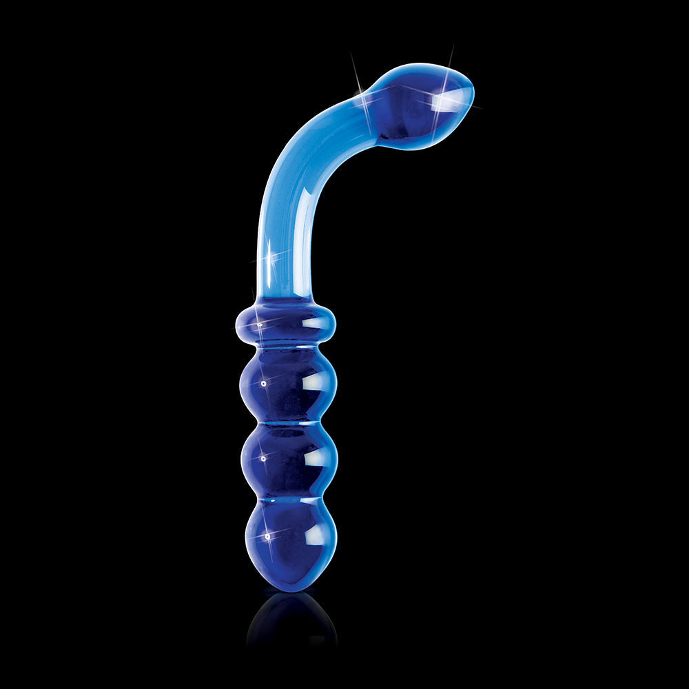 Icicles No. 31 Curved Beaded 7.25 inches Dual-Ended Glass Dildo Blue