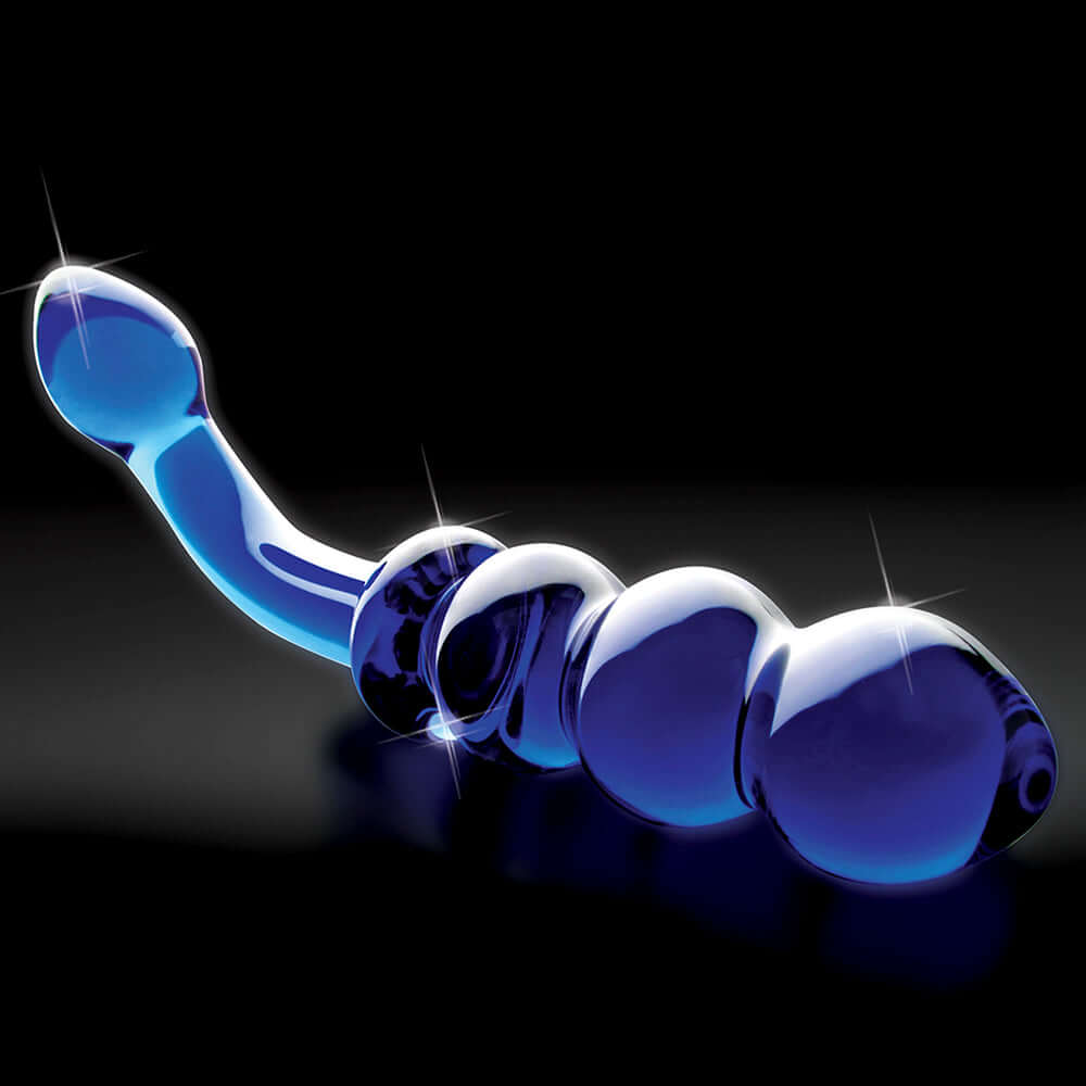Icicles No. 31 Curved Beaded 7.25 inches Dual-Ended Glass Dildo Blue