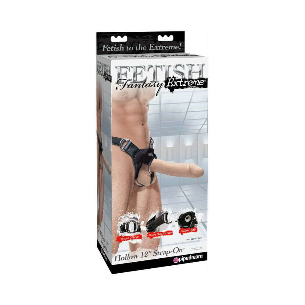 Fetish Fantasy Extreme Adjustable Hollow 12 inches Strap-On Beige/Black