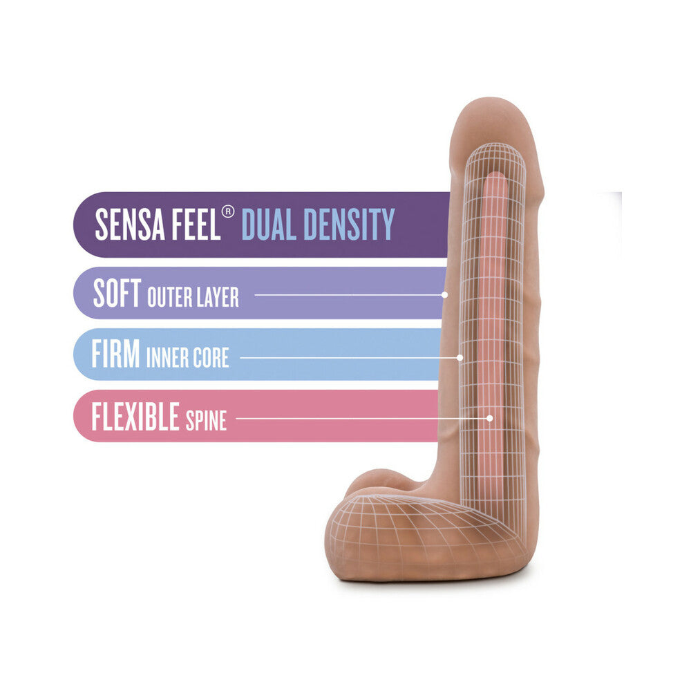 Au Naturel Suave 7 inches Posable Dual Density Dildo with Balls Tan