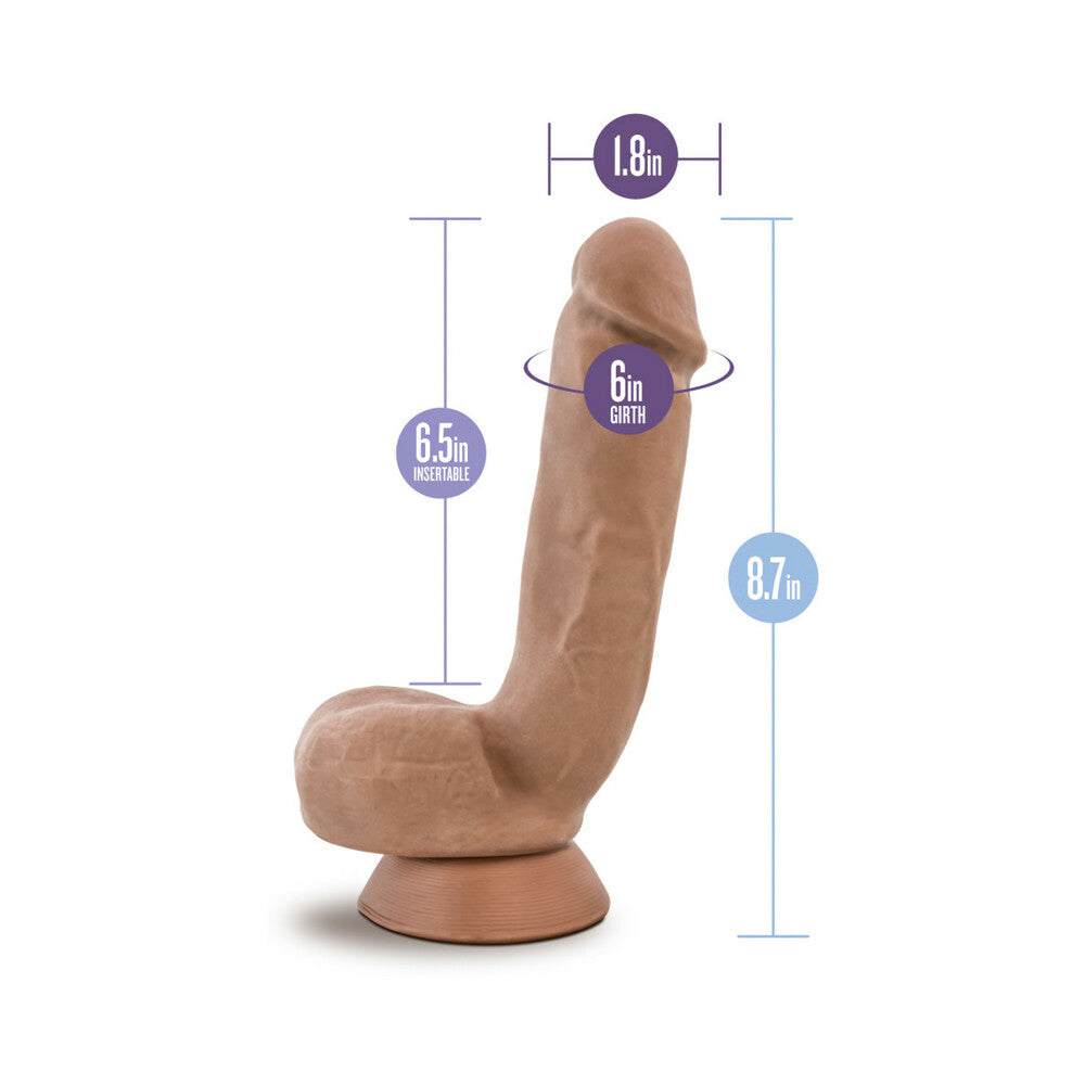 Au Naturel Macho 8.5 inches Posable Dual Density Dildo with Balls Tan